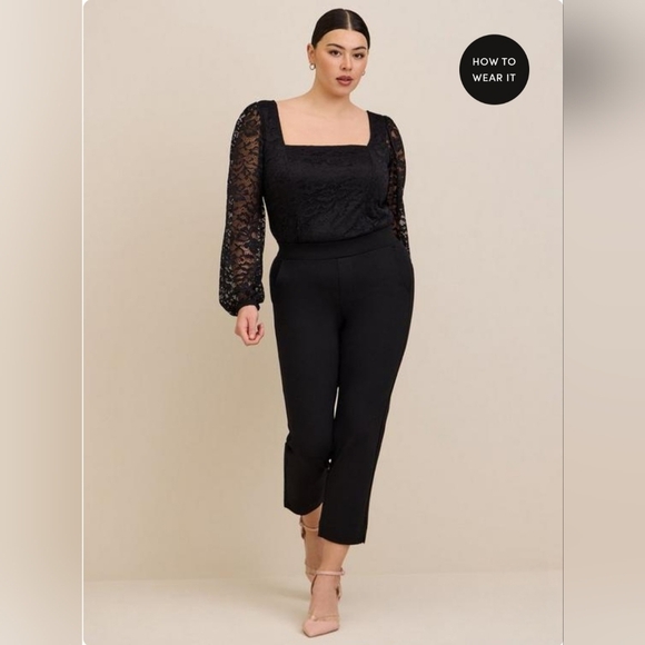 Torrid Black Lace Square Neck Long Sleeve Elegant Top Size 2X - Picture 4 of 9